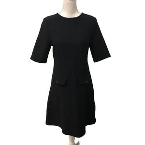 Hobbs Sheath Dress Womens 8 Black Short Sleeve Career Business Teacher Office